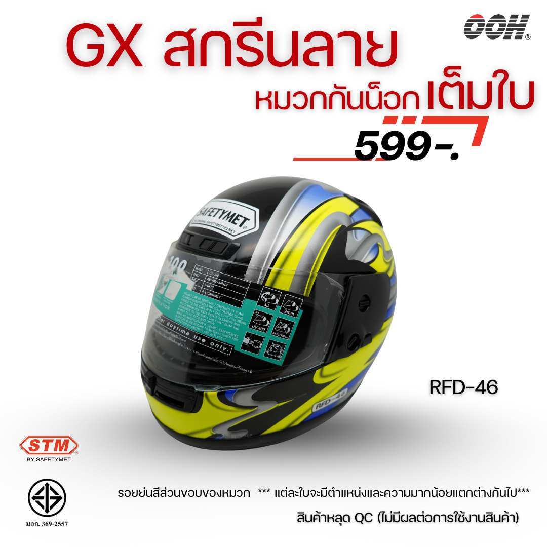 (ลดราคาพิเศษ) หมวกกันน็อกเต็มใบ STM รุ่น GX-RFD (ตำหนิสติ๊กเกอร์) SET 2