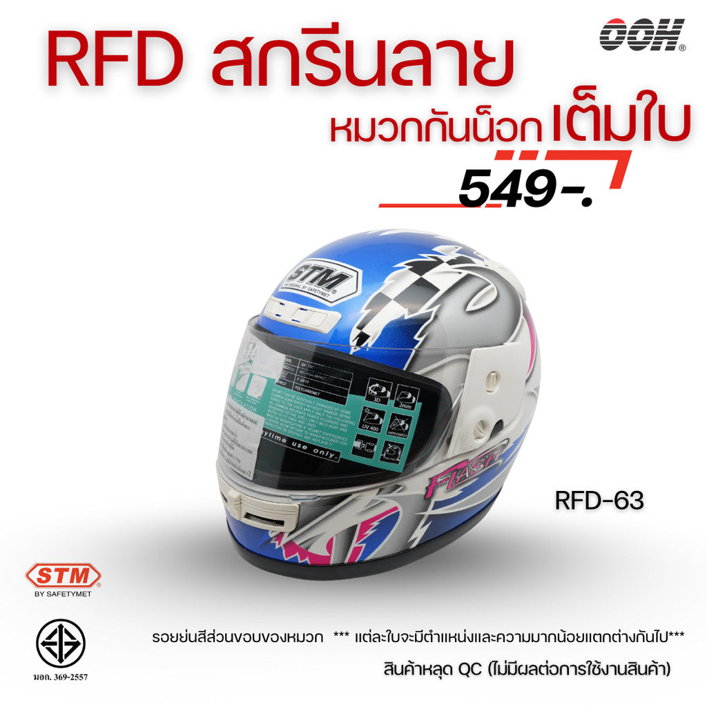 (ลดราคาพิเศษ) หมวกกันน็อกเต็มใบ (STM) รุ่น GX-RFD (ตำหนิสติ๊กเกอร์)