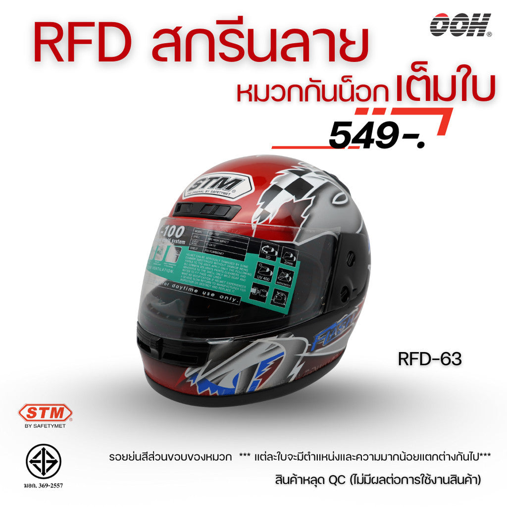 (ลดราคาพิเศษ) หมวกกันน็อกเต็มใบ (STM) รุ่น GX-RFD (ตำหนิสติ๊กเกอร์)