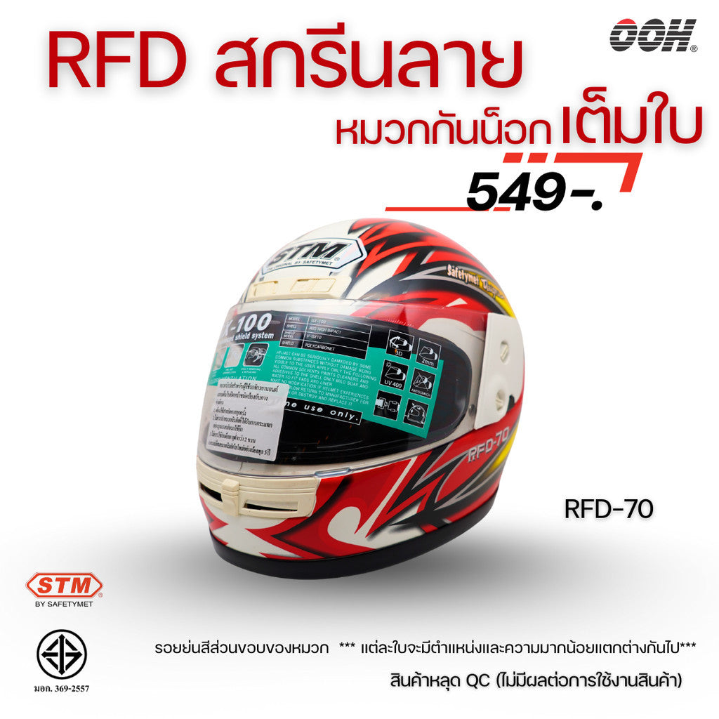 (ลดราคาพิเศษ) หมวกกันน็อกเต็มใบ (STM) รุ่น GX-RFD (ตำหนิสติ๊กเกอร์)