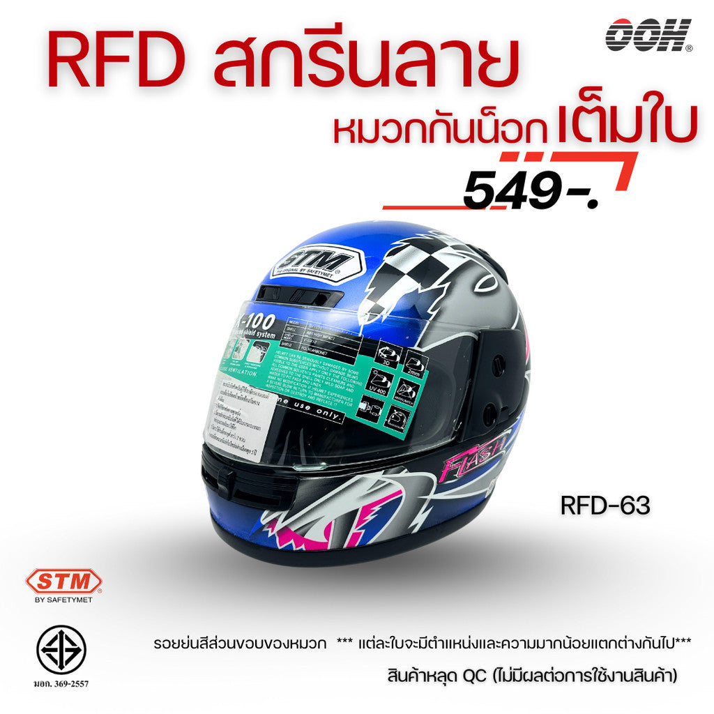 (ลดราคาพิเศษ) หมวกกันน็อกเต็มใบ (STM) รุ่น GX-RFD (ตำหนิสติ๊กเกอร์)