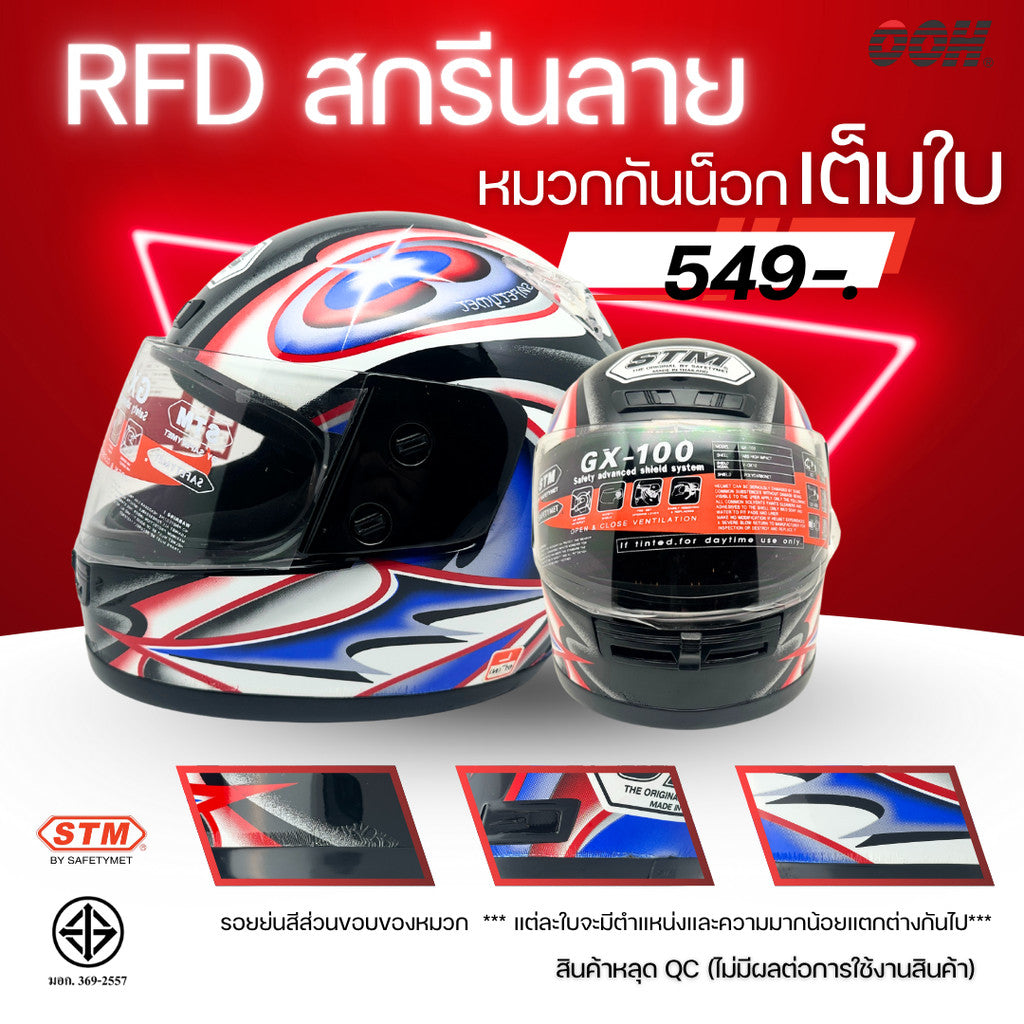 (ลดราคาพิเศษ) หมวกกันน็อกเต็มใบ STM รุ่น GX-RFD (ตำหนิสติ๊กเกอร์) SET 2