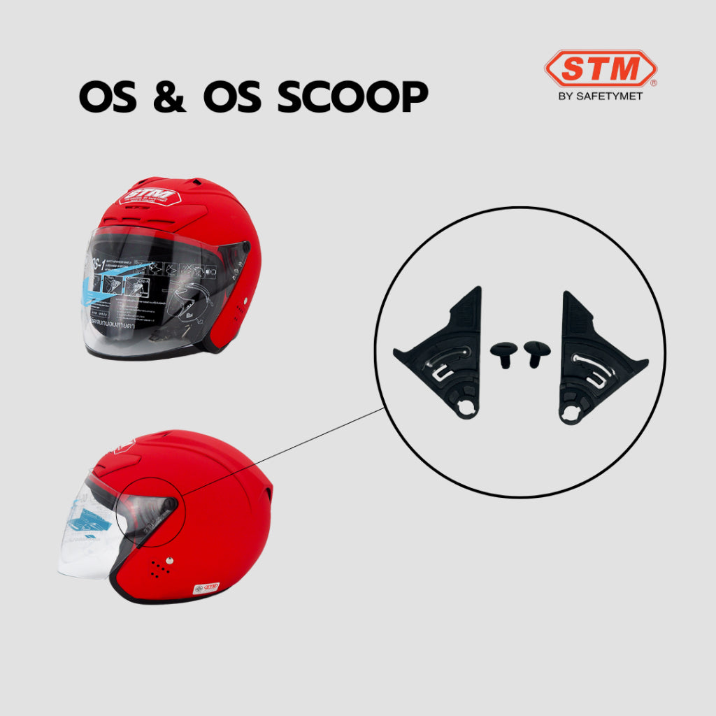 ฝาข้างหูหมวกกันน็อก ยี่ห้อ STM Helmet by OOH Alai รุ่น OS [ทั้งชุด]